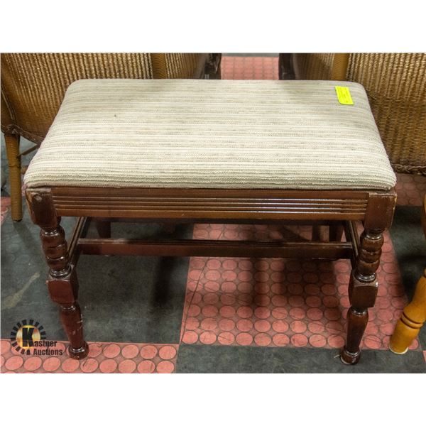 SOLID WOOD FRAMED RECTANGULAR STOOL