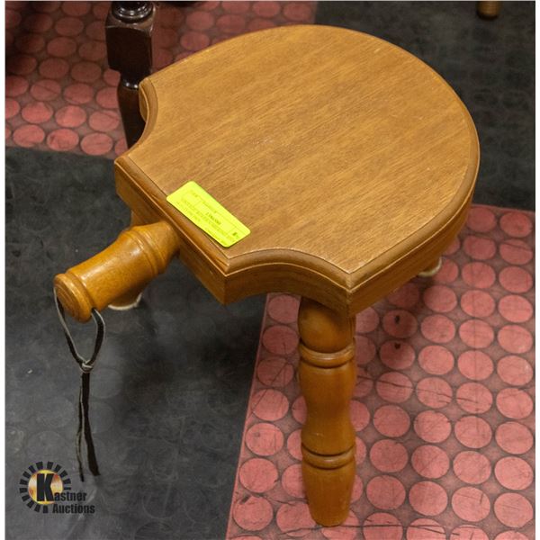 VINTAGE WOODEN MILKING STOOL H-11.25 INCHES