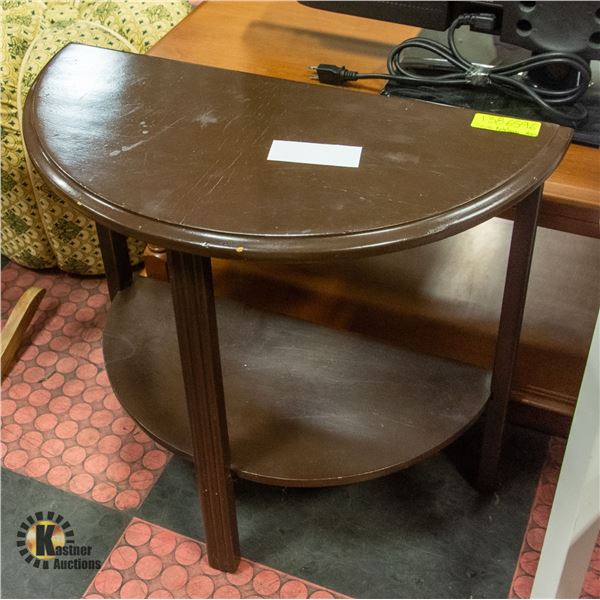 WOODEN HALF MOON HALLWAY TABLE PAINTED BROWN