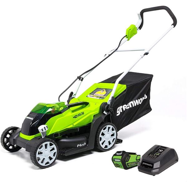 NEW GREENWORKS 40V 14" CORDLESS LAWN MOWER