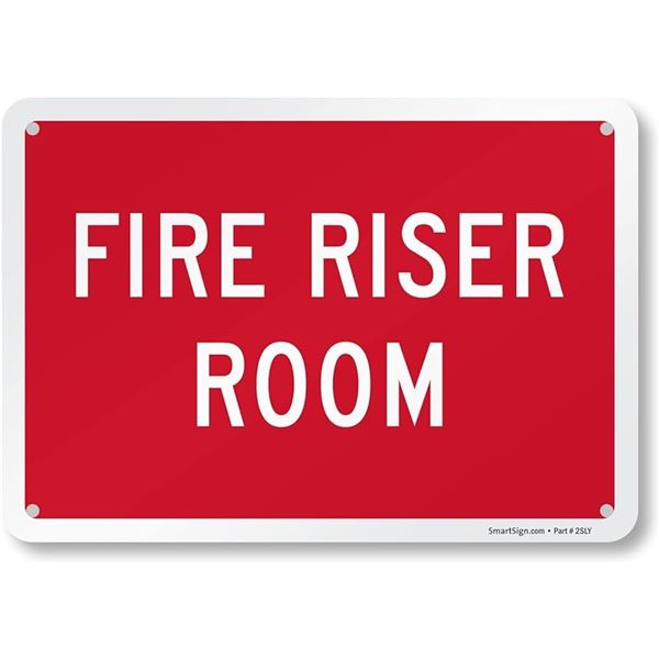 NEW FIRE RISER ROOM RED SIGN 12" X 18"