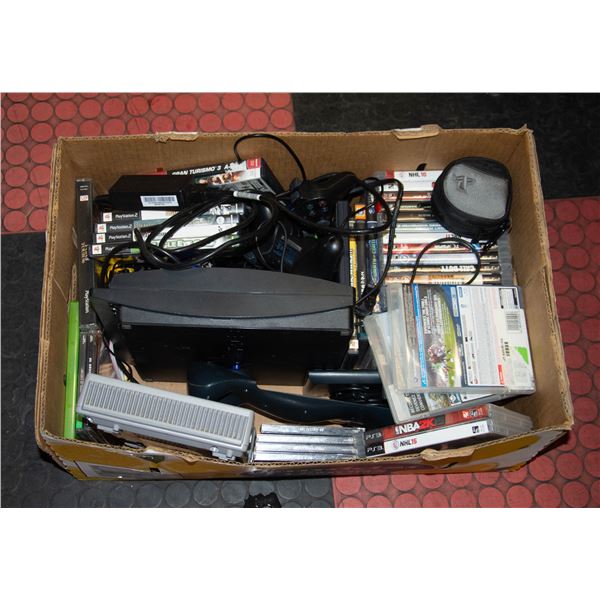 BOX WITH PS1/PS3/GAMES AND CONTROLLERS