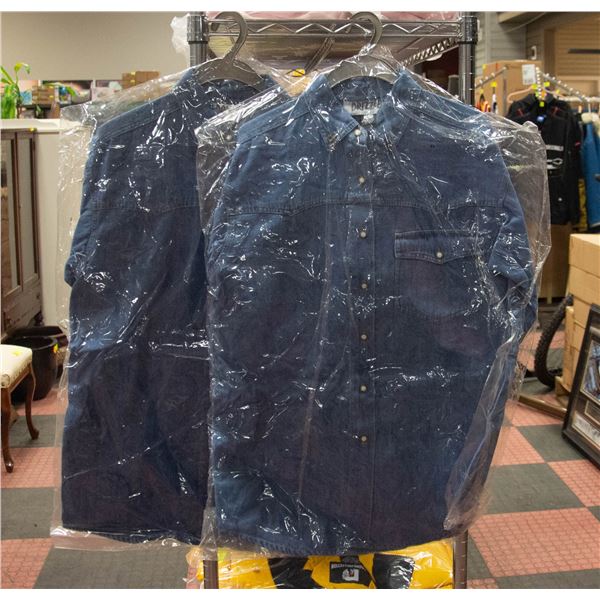 2 NEW DRIZZLER DENIM BUTTON UP LONG SLEEVE SHIRT M