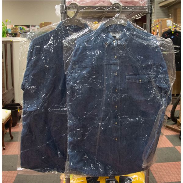 2 NEW DRIZZLER DENIM BUTTON UP LONG SLEEVE SHIRT M