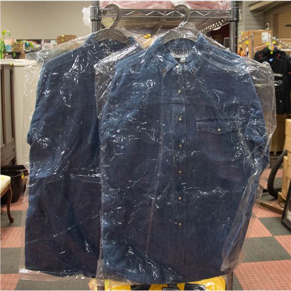 2 NEW DRIZZLER DENIM BUTTON UP LONG SLEEVE SHIRT M