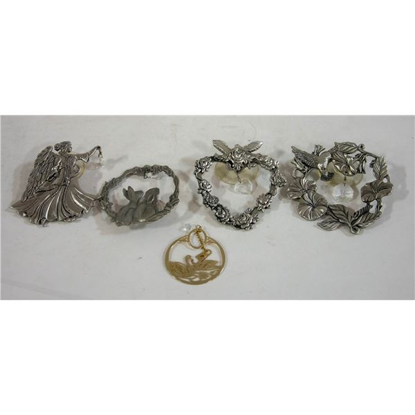 LOT OF 4 PEWTER WINDOW HANGINGS