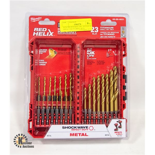 NEW MILWAUKEE 23PC TITANIUM IMPACT DUTY DRILL BITS
