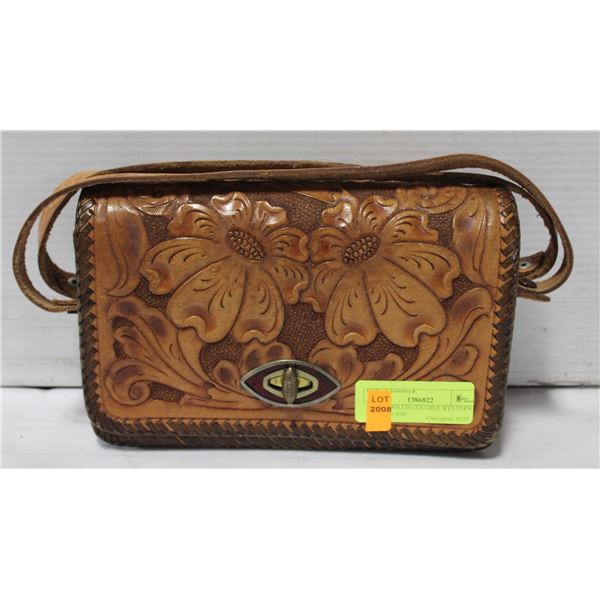 HANDTOOLED LEATHER WESTERN STYLE PURSE