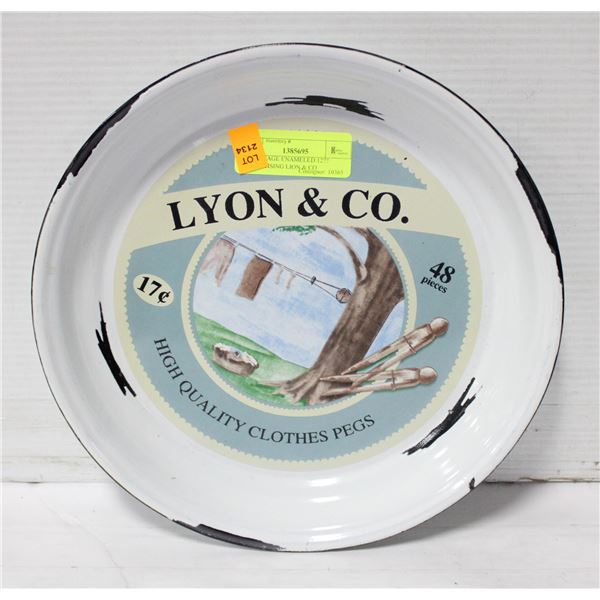 VINTAGE ENAMELED 12" ADVERTISING LION & CO