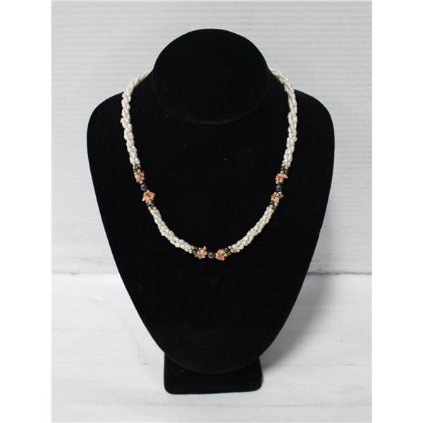 VINTAGE CORAL AND PEARL NECKLACE WITH DEMO