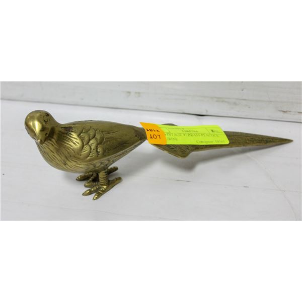 VINTAGE L-9" BRASS PEACOCK FIGURINE