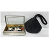 Image 1 : ESTATE HAND BEADED PURSE + JEWELRY BOX