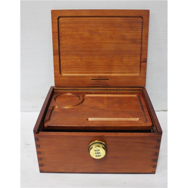 NEW SHOMORY SOLID WOOD LOCKING STASH BOX W/
