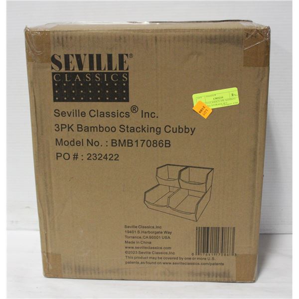 SEVILLE CLASSICS 3PK BAMBOO STACKING STORAGE SET