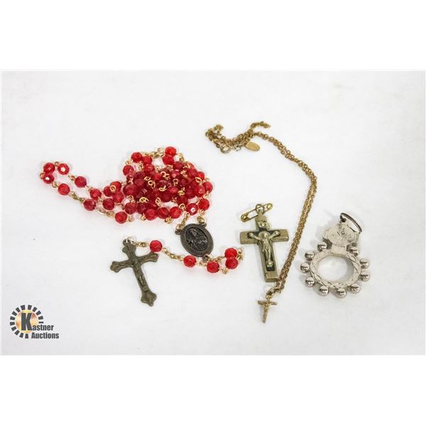 ESTATE ROSARY & MEDALLIONS ALL TOGETHER-ESTATE
