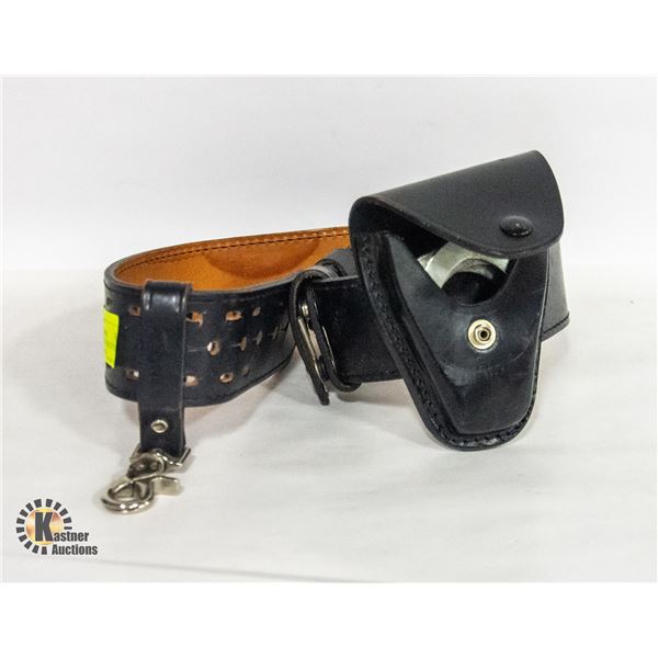 ESTATE OFFICIAL HANDCUFFS WITH LEATHER MENS BELT
