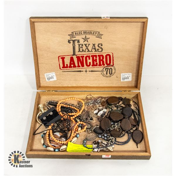 ESTATE JEWELRY IN CIGAR BOX ALL TOGETHER-ESTATE
