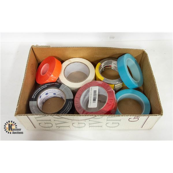 BOX WITH 7 NEW ROLLS OF TAPE INCL. NEW IPG
