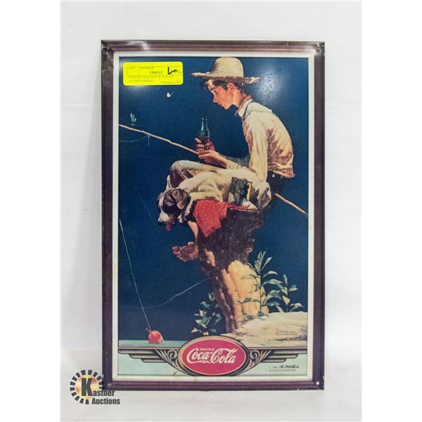 COLLECTIBLE BOY & DOG ON STUMP FISHING