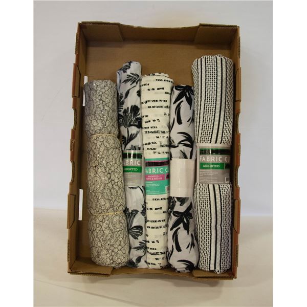 FABRIC WHITE BLK 5 ROLLS LACE STETCH