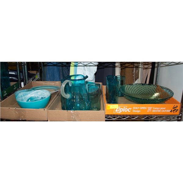 AQUA CERAMIC GLASS DINNERWARE