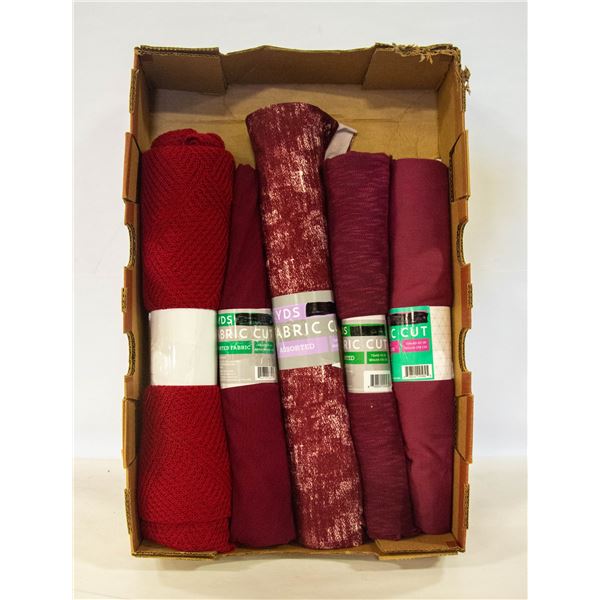 FABRIC BURGUNDY 5 ROLLS WOVEN
