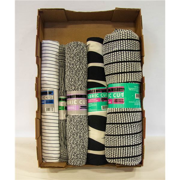 FABRIC WHITE/BLACK 5 ROLL WOVEN STRETCH