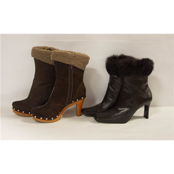 LADY BOOTS CHOCO BROWN SUEDE FLEECE