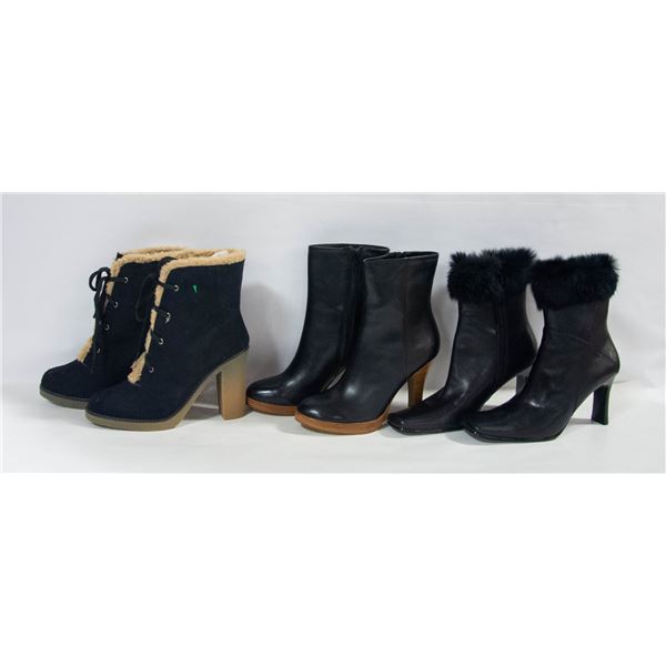 LADY BOOTS NINE WEST BLK FUR TRIM SZ 7,