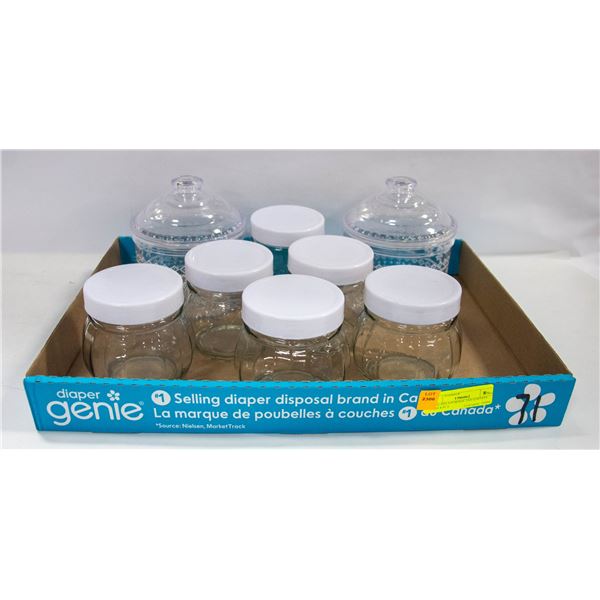 GLASS STORAGE JARSWHITE LIDS 8 PCS