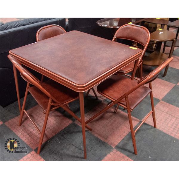VINTAGE COOEY CARD TABLE & 4 CHAIRS