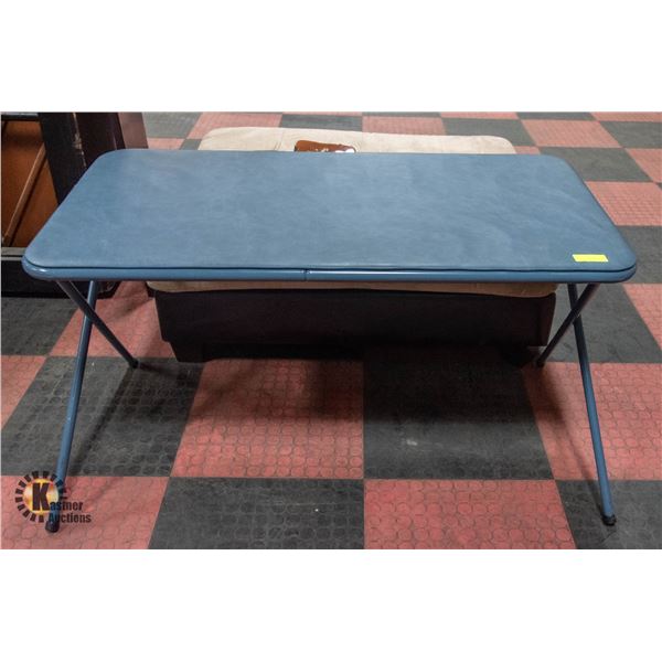 VINTAGE COSCO UPHOLSTERED FOLDING TABLE