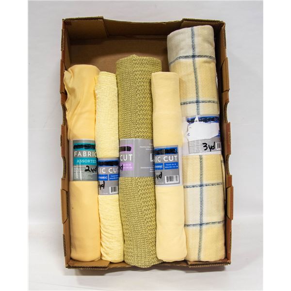 FABRIC LIGHT YELLOW 5 ROLLS 2 - 3 YD EACH