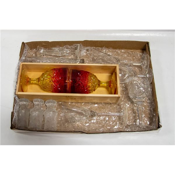 ART GLASS GOBLETS + CRYSTALWARE