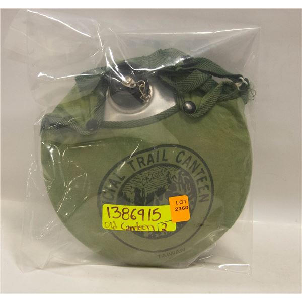 OLD MILITARY METAL CANTEEN W/GREEN CANVAS OFFICIAL