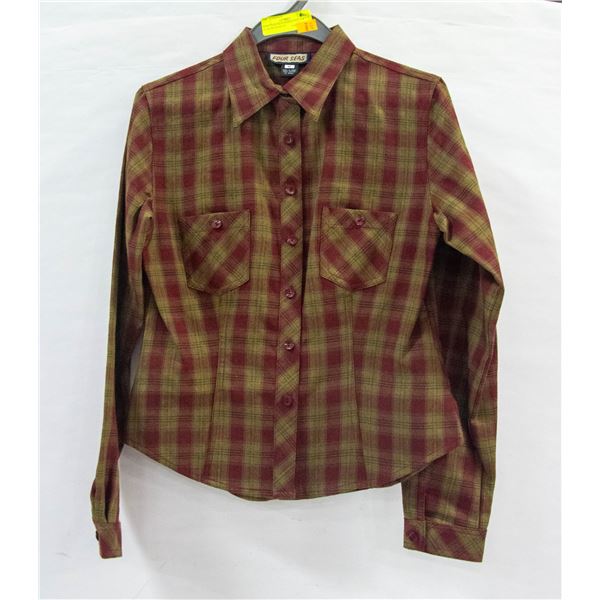 NEW FOUR SEAS M RED/YELLOW BUTTON UP