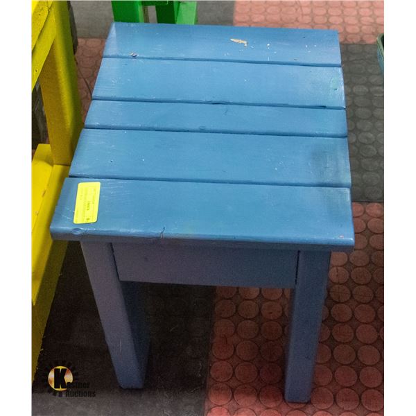 HANDMADE HAND PAINTED STOOL BLUE