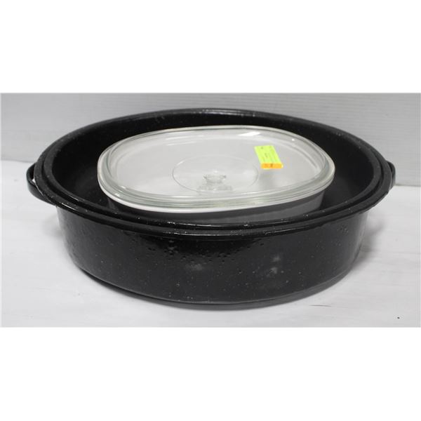 BAKING DISH W/LID & LAR+A94:A103GE ROASTING PAN