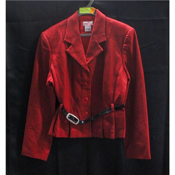 NEW VINTAGE LEGEND POP L WOMENS RED BLAZER W BELT