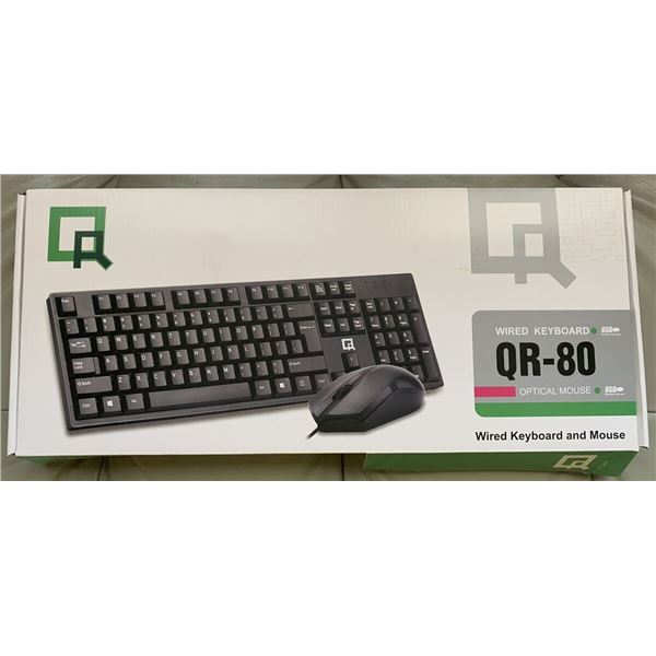 NEW WIRED KEYBOARD QR-80 OPTICAL MOUSE