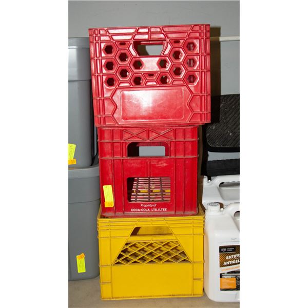 FOUR PLASTIC CRATES INCLUDING ONE COCA COLA