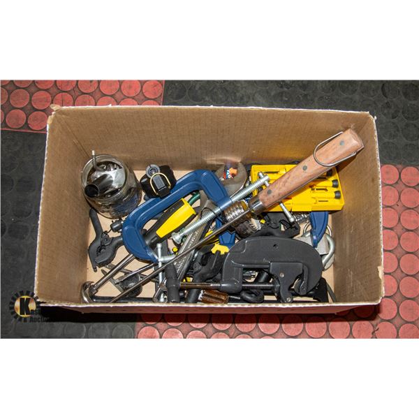 BOX OF ASSORTED TOOLS NEW + USED
