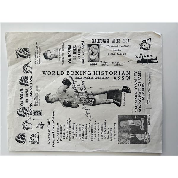 Boxer Billy Mahoney signed print