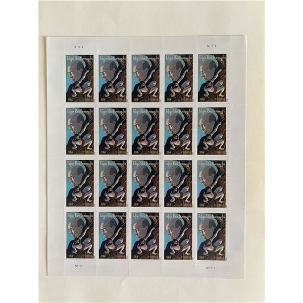 Tarzan creator Edgar Rice Burroughs Stamp Sheet