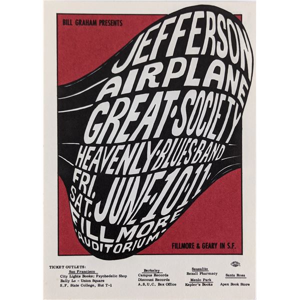 1966 Fillmore Postcard Jefferson Airplane Great Society