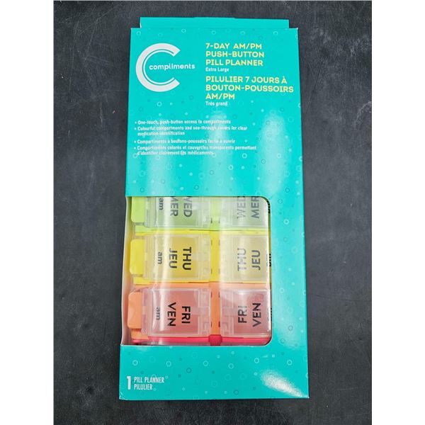 Compliments 7-day AM/PM Push Button Pill Planner