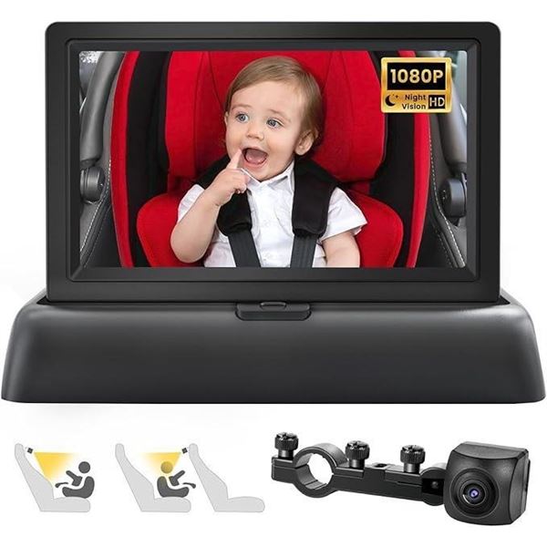 Cartreque Baby Car Camera, Night Vision Function, 4.3" HD Wide Baby Monitor Camera for Back Seat, Ca