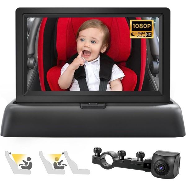 Cartreque Baby Car Camera, Night Vision Function, 4.3" HD Wide Baby Monitor Camera for Back Seat, Ca