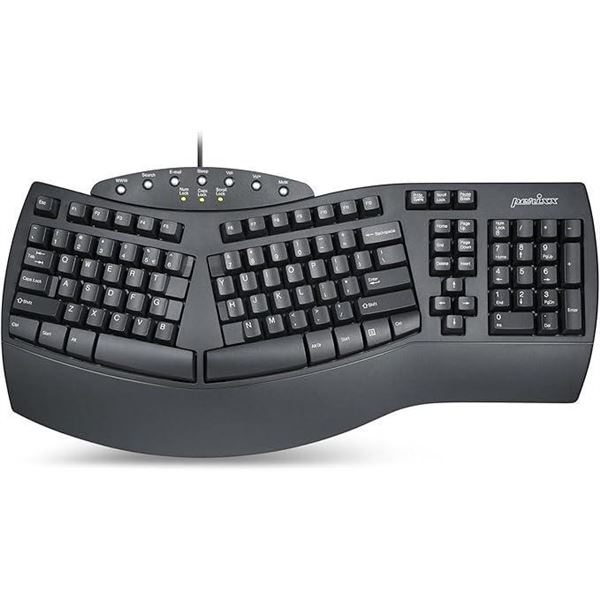 Perixx PERIBOARD-512 Ergonomic Split Keyboard - Natural Ergonomic Design - Black - Bulky Size 19.09"