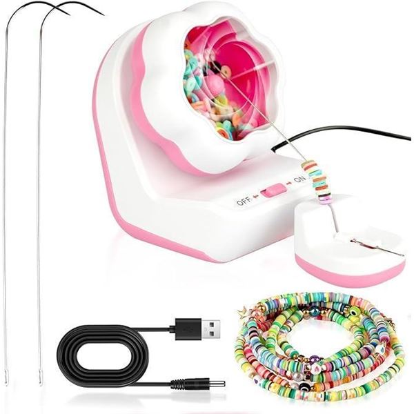 Electric Bead Spinner, Automatic Clay Beads Bowl with Needle, Clay Bead Jewelry Making Machine for W
